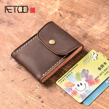 

AETOO Unisex card package large capacity small top layer cowhide high-end creative retro can be loaded with cigarette pressure