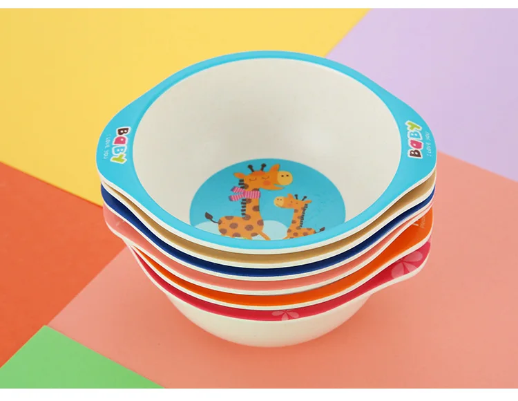 Бамбуковое волокно детская посуда детская тарелка для обучения мультфильм анти-обжигающая детская бинауральная чаша