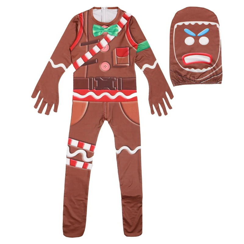 Gingerbread ManCosplay Costume Kids Streetwear Costumes Boys Jumpsuits FfortnitedCos Children Halloween Festive Party Supplies