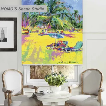 

MOMO Roller Blinds Blackout Design Window Blinds Painting Curtains Roller Shades Thermal Fabric Custom Size, PRB set527-531