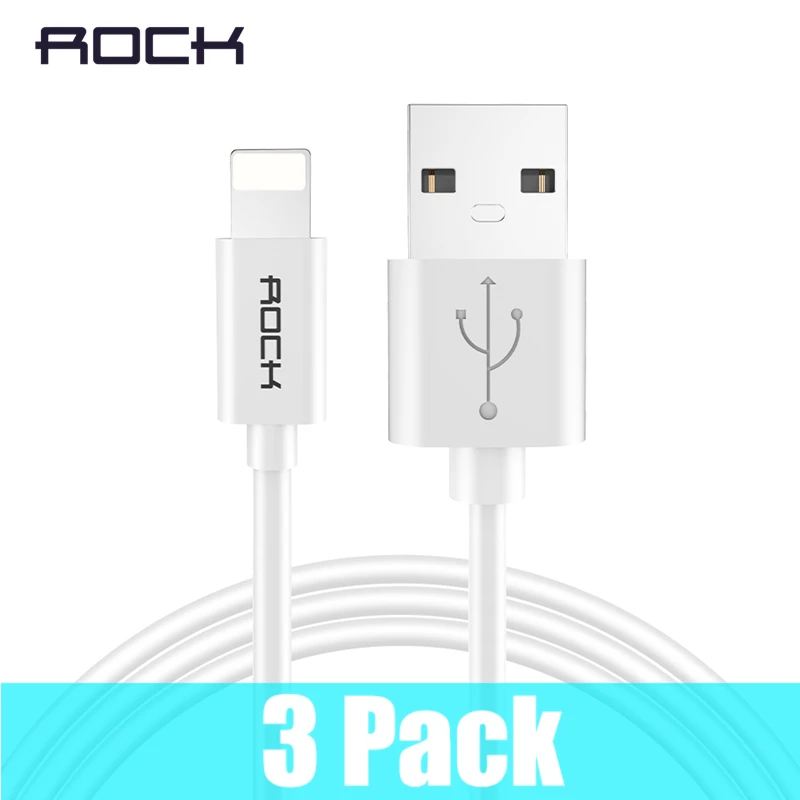 3 шт. в упаковке, ROCK, USB кабели для мобильных телефонов, для iPhone, 2.4A, кабель для быстрой зарядки, для iPhone, зарядное устройство, шнур для синхронизации данных, для iPhone X, iPad