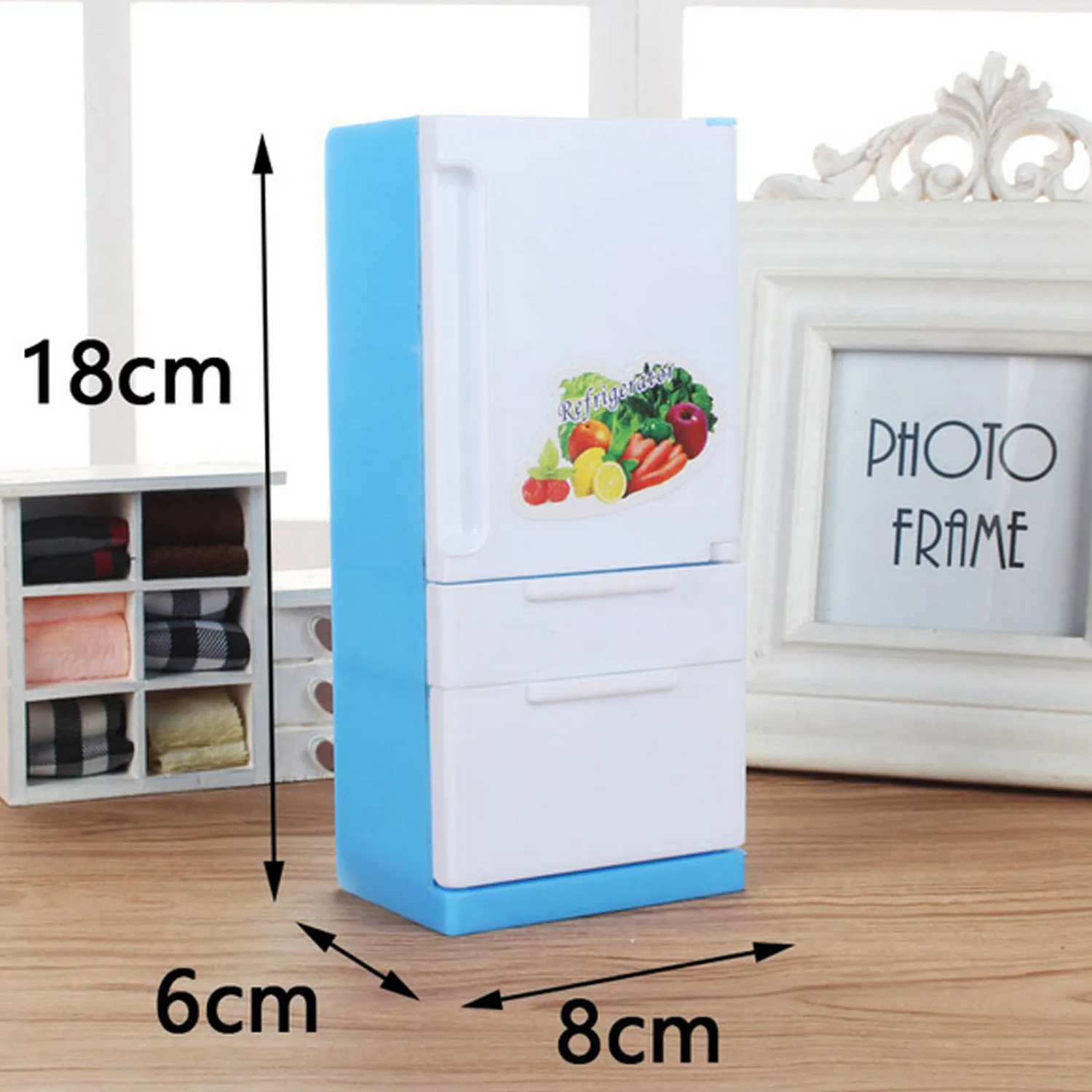 Kids Mini Plastic Refrigerator Dollhouse Furniture Doll Fridge Freezer Doll House Accessories for Barbie Doll Toy