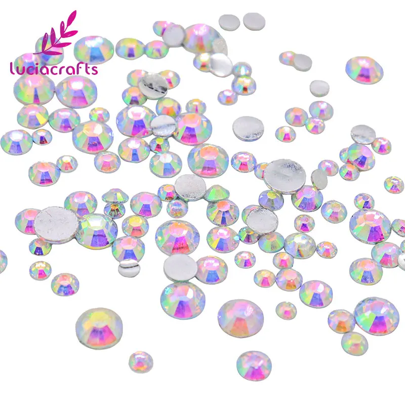 

Lucia crafts 400pcs 2mm-6mm Mixed AB Resin Crystal Round Flatback Rhinestones G0207