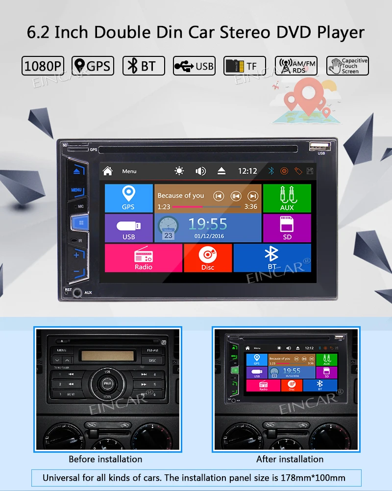 Sale 6.2" Double Din Car Stereo DVD CD Player Car Bluetooth Autoradio GPS Navigation SWC FM/AM RDS Radio USB/TF 1080P Video Cam-In 1 Sale 6.2" Double Din Car Stereo DVD CD Player Car Bluetooth Autoradio GPS Navigation SWC FM/AM RDS Radio USB/TF 1080P Video Cam-In 1