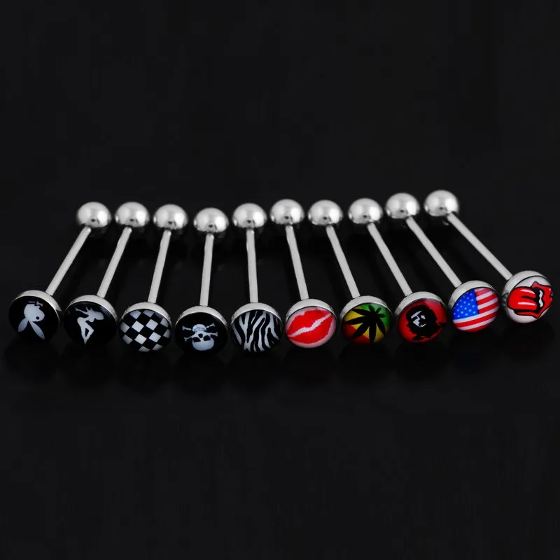 1pc I lOVE Sex Tongue Piercing langue Nipple Piercing, Hot Words Tongue Rings for women Surgical Steel 1.6*18mm Oil Drop 4