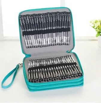 

3 Layers Holes Folded PU leather School Pencils Case Professional Colored Pencil Bag Case Portable Zipper Pocket bag Art Supplie