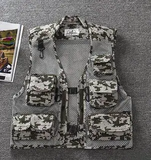 Высокое качество открытый Камуфляжный жилет для мужчин/женщин фотографии Пешие прогулки стрельба лагерь дышащая одежда директора репортёра жилет - Цвет: Grey Camouflage