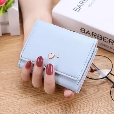 Модный женский кошелек в сдержанном стиле из искусственной кожи, высококачественный дизайнерский кошелек с зажимом для денег, подарок для подростков - Цвет: Blue