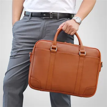 

Nesitu Brown Black Genuine Leather Office Men Briefcase Male Portfolio 14'' Laptop Business Travel Man Messenger Bag M7349