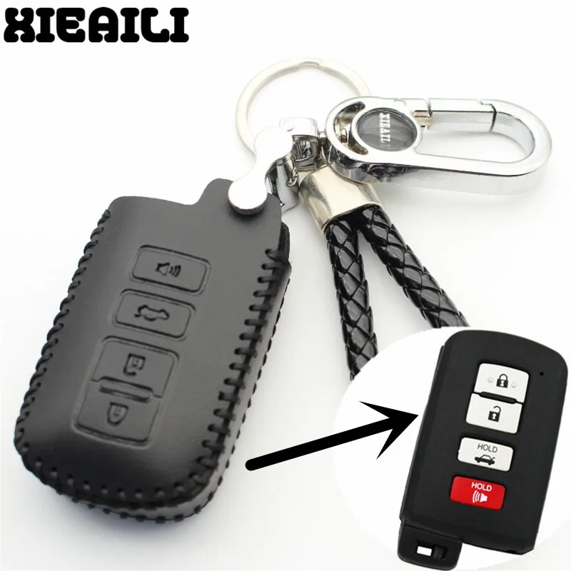 

XIEAILI Genuine Leather Car Styling 4Button Keyless Entry Smart Key Case Cover For Toyota RAV4/Avalon/Camry/Corolla (B) M36