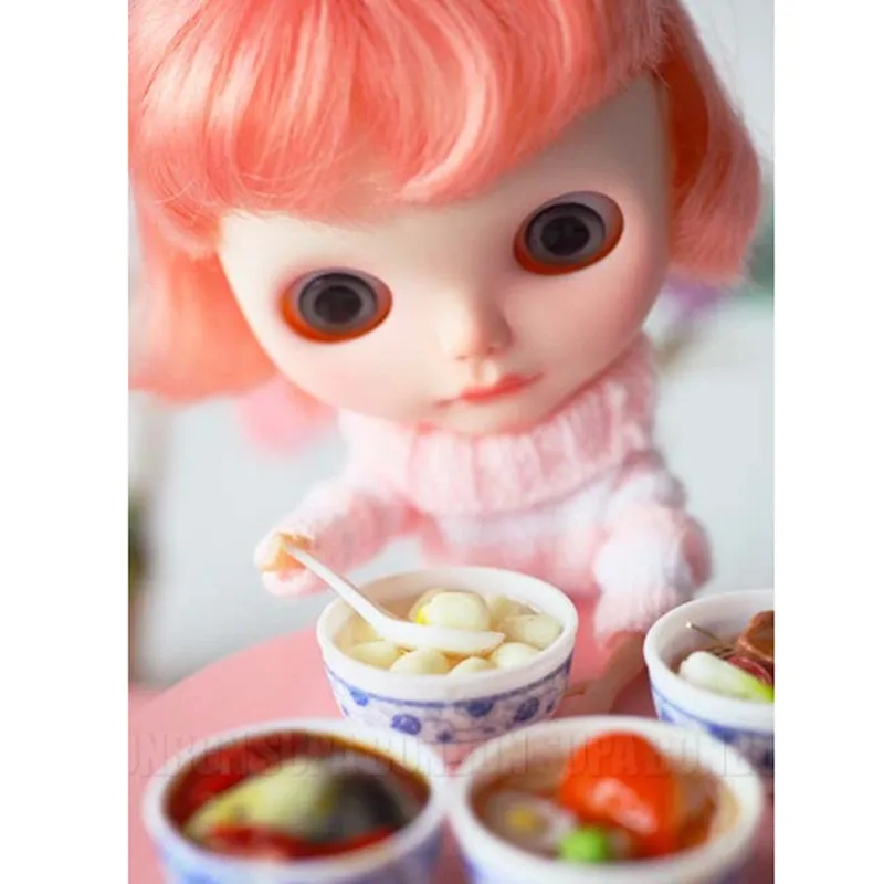 1/6  Blythe Dollhouse Miniature shrimps noodle Bowl Food TBB 