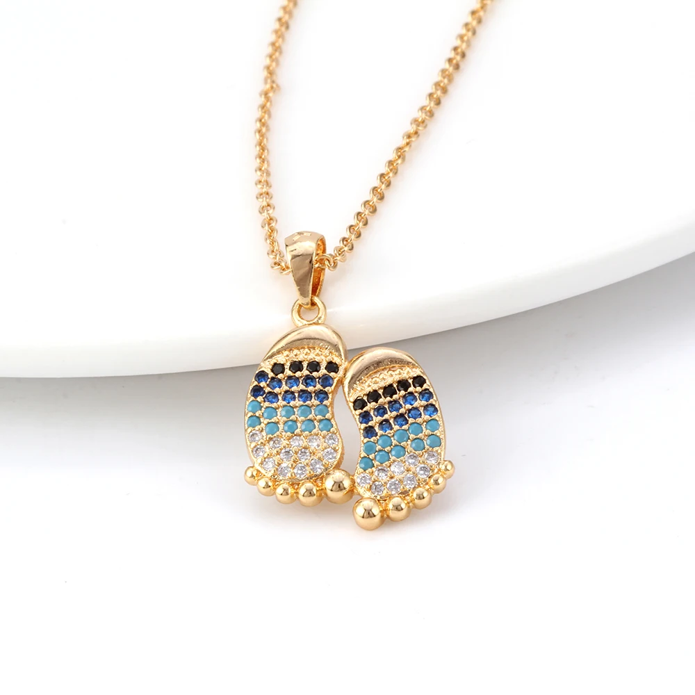 MEIBEADS Micro Pave Cz Crystal Foot Charms Necklaces Pendants Gold Color For Women Summer Jewelry EY6232 | Украшения и аксессуары