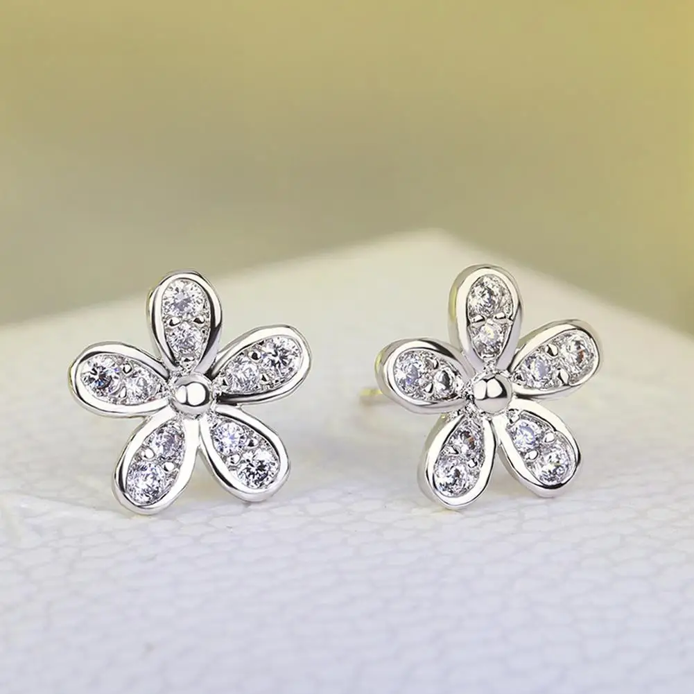 

Women Fashion Zircon Flower Shape Ear Studs Earrings Wedding Jewelry Accessories boho