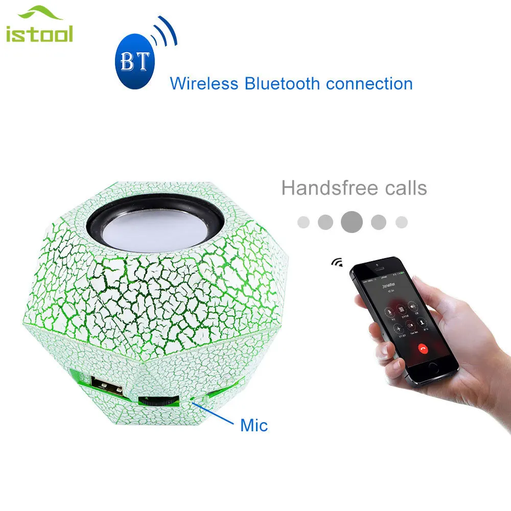 Mini Bluetooth Stereo Speakers Portable Wireless Small Cracked Diamond Music Loudspeaker 640 Support Calls/FM/AUX/TF/USB Drive |
