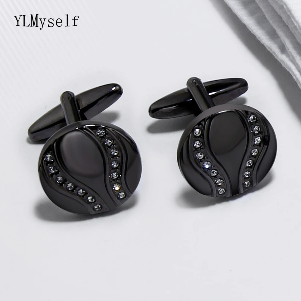 Buy Luxury crystal cufflinks for men rose Gold & black