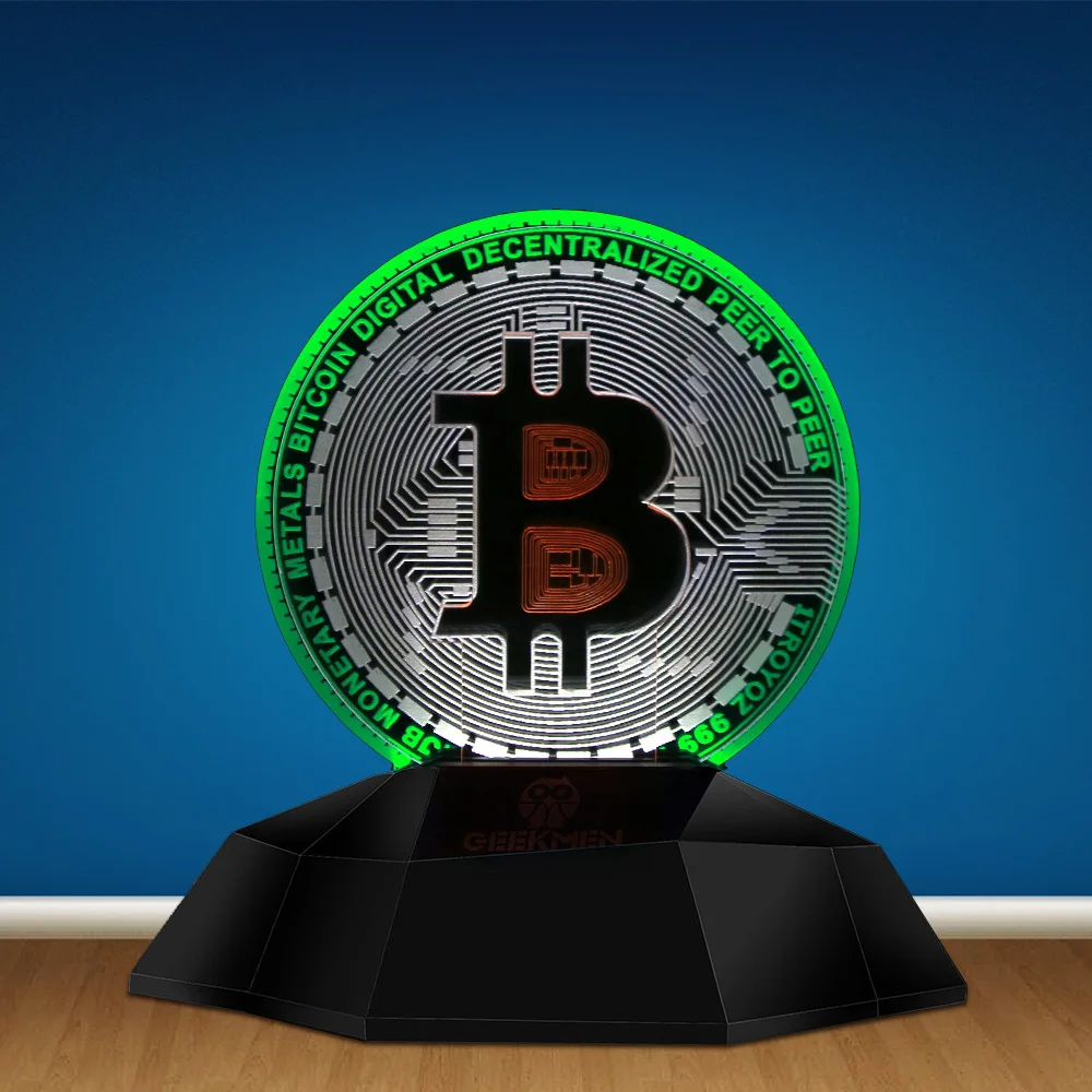 Монетарные металлы Биткоин цифровой децентрализованный одноранговый 3D иллюзия