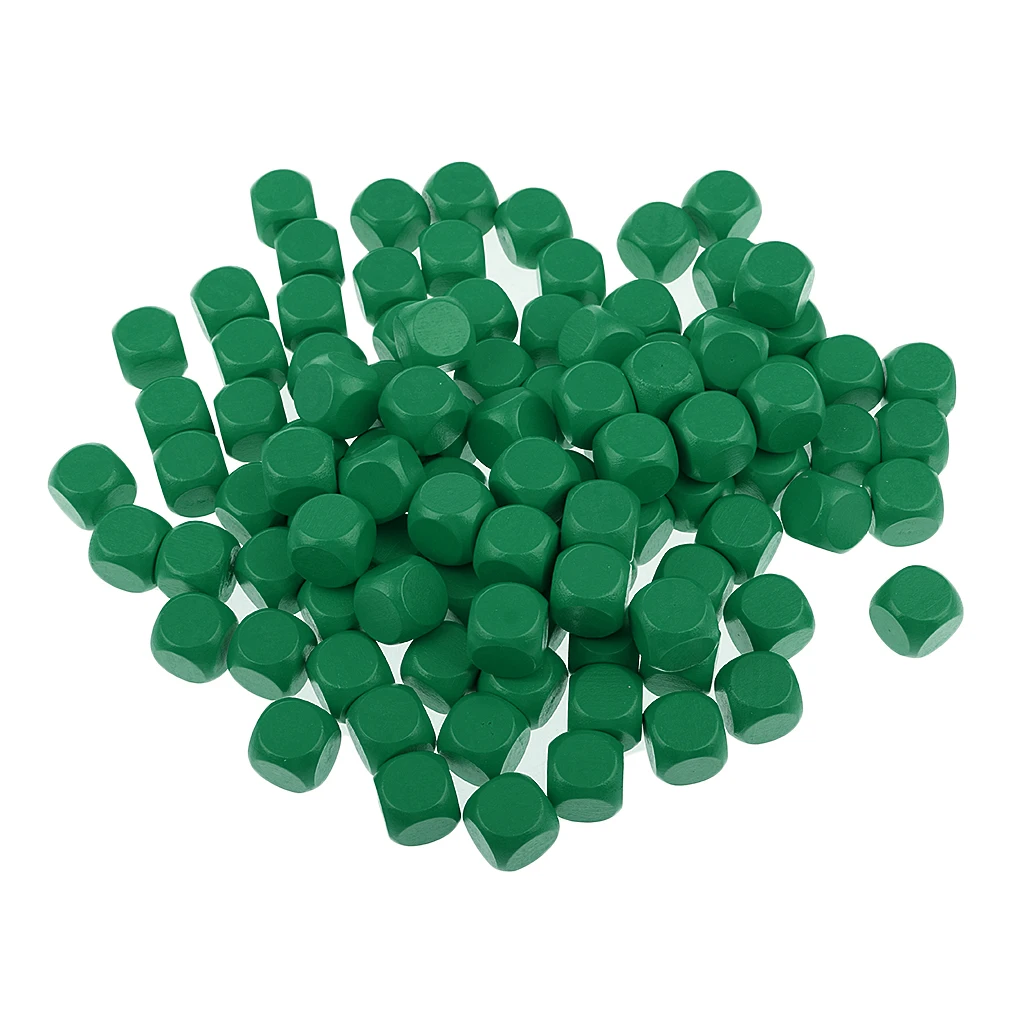 100 Pieces Wooden Plain Dices Cube Cubes Blank Square Wood Six Sided Dice 16mm 