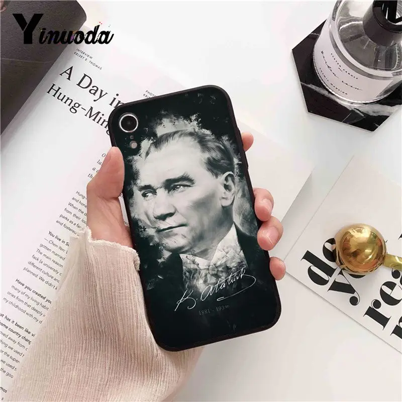 Yinuoda Турция Мустафа Kemal Ataturk ТПУ мягкий силиконовый черный чехол для iPhone 8 7 6 s плюс 5 5S SE XR X XS MAX Coque в виде ракушки - Цвет: A13