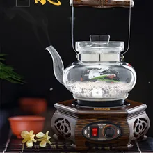 220v 800w 0.8L термостат тип электрического чайника Чай горшок Стекло деревянный материал нагрев поддона