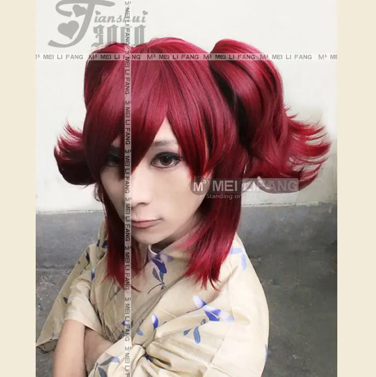 

Black Butler Mey Rin 40cm main body+2*20cm ponytails chip on short cosplay party cos wig,Free shipping