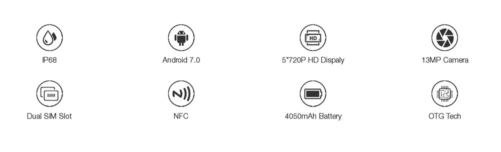 AGM A8 ЕС 5,0 ''HD IP68 4050 мА/ч, 4G смартфон 4 Гб+ 64 Гб Водонепроницаемый Android 7,0 MSM8916 4 ядра мобильного телефона 13MP NFC