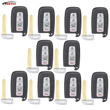 

KEYECU 10 Pcs/lot New Replacement Remote Car Key Shell Case Fob + Right Bade 4 Button for Hyundai Kia SY5HMFNA04