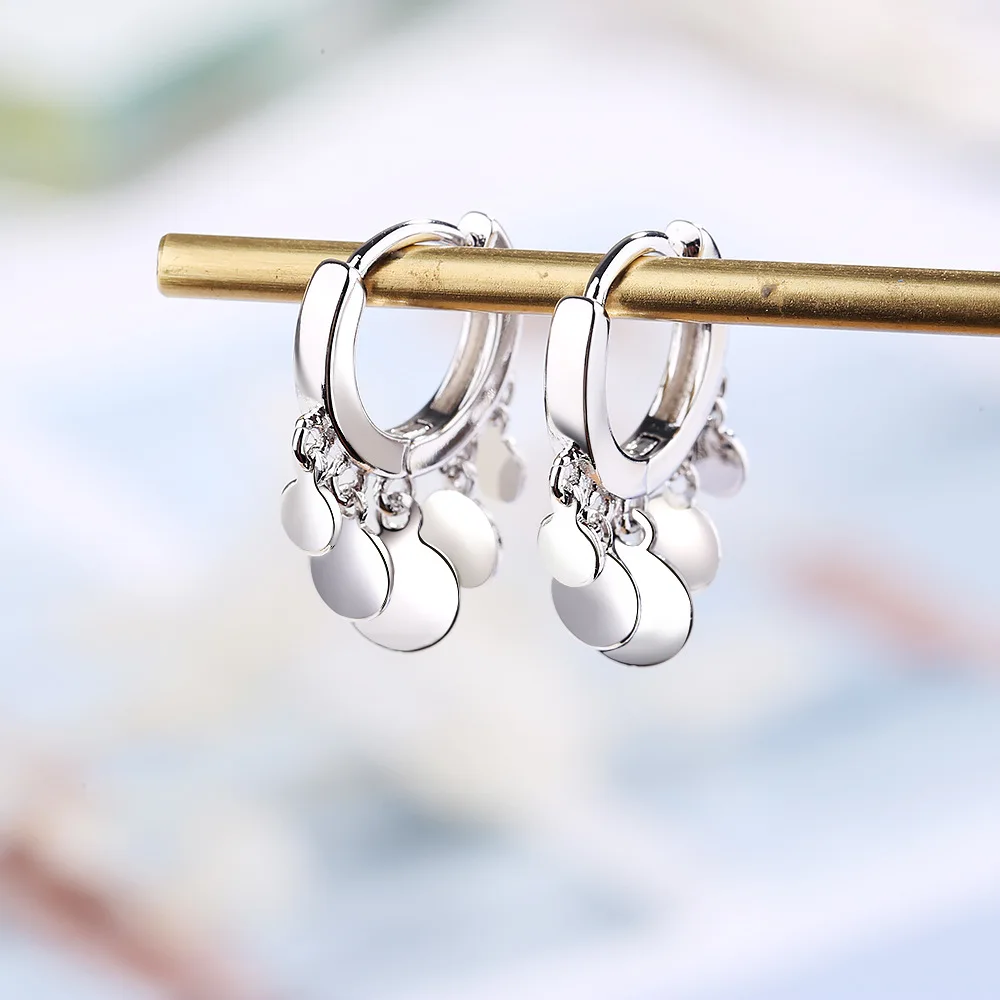 

2019 New Trendy Round Disc Tassel Drop Earrings For Women 925 Sterling Silver Fashion Earrings oorbellen pendientes boucle