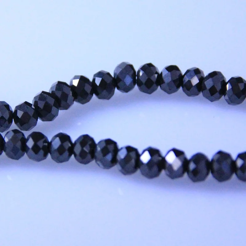 100pcs Black Faceted Oval Glass Beads 4x6mm Handmade Decoration Beading Spacer Materials DIY