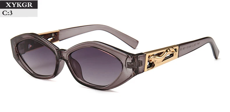 XYKGR, кошачьи глаза, женские ретро солнцезащитные очки, мужские и женские, Лидирующий бренд, роскошные солнцезащитные очки, женские, черные, красные, леопардовые, UV400 - Цвет линз: C3