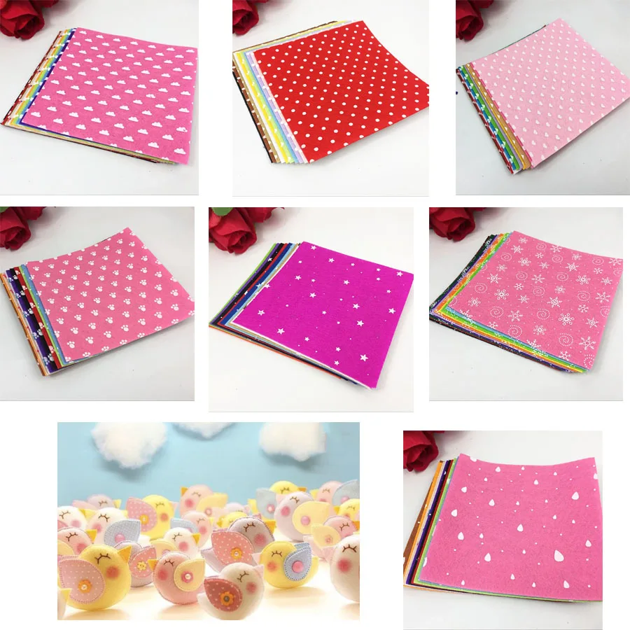 

Printable Felt Fabric Non Woven Home Decoration Pattern Bundle For Sewing Dolls Crafts 15*15 cm 10pcs/pack