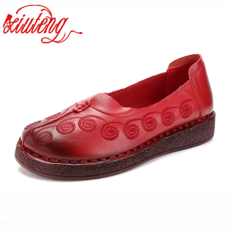 

Xiuteng 2019 New Original Ethnic Style Leather Embroidery 2019 Handmade Flat Shoes Female Flats Pregnant Women Mother Shoes