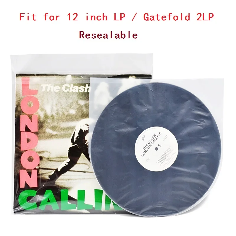 

5 Resealable Plastic Vinyl Record Outer Sleeves for 12" LP Gatefold 2LP / 5 Clear Plastic Inner Sleeves for 12'' LP
