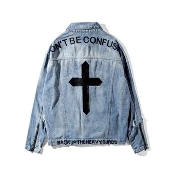 

Hip Hop Jacket Mens Fashion Brand Spring Autumn Loose Solid Bomber Jacket Men Denim Loose Punk Jacket Coat Male High Quality