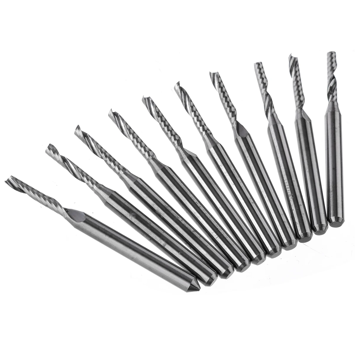 10pcs 3.175mm Single Flute End Mill Carbide Spiral CNC Router Bit 1/8