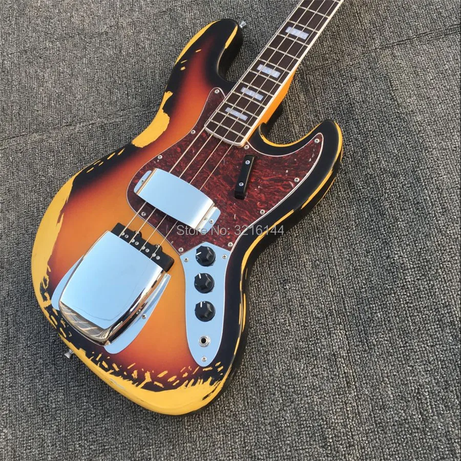 Antiques, do old four string jazz bass. Real photos, factory wholesale, fade, handmade, relics 4 string bass