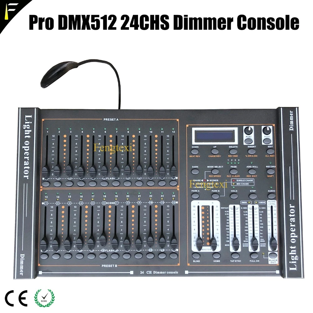 ステージライト 24 チャンネル Dmx 512 調光コンソール 24ch 48 合計再生フェーダー調光コントローラー Led ランプ接続 Dmx 512 Stage Lightlight Control Console Aliexpress