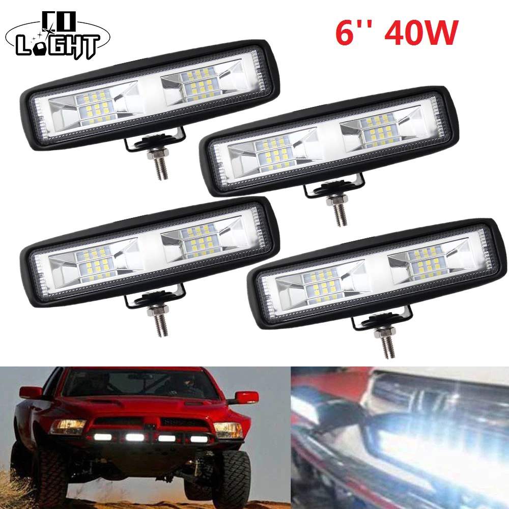 

CO LIGHT 4pcs Auto Light Off Road 4X4 40W Work Light 6 Inch 4000lm Spot for Lada 2114 Niva 4X4 Ford Toyota Vaz 4X4 Accessories