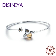 Genuine 925 Sterling Silver Hot Sell Bee Glitter Chain Bracelet For Women Original Link Bangle Fashion Jewelry Gift CQB104