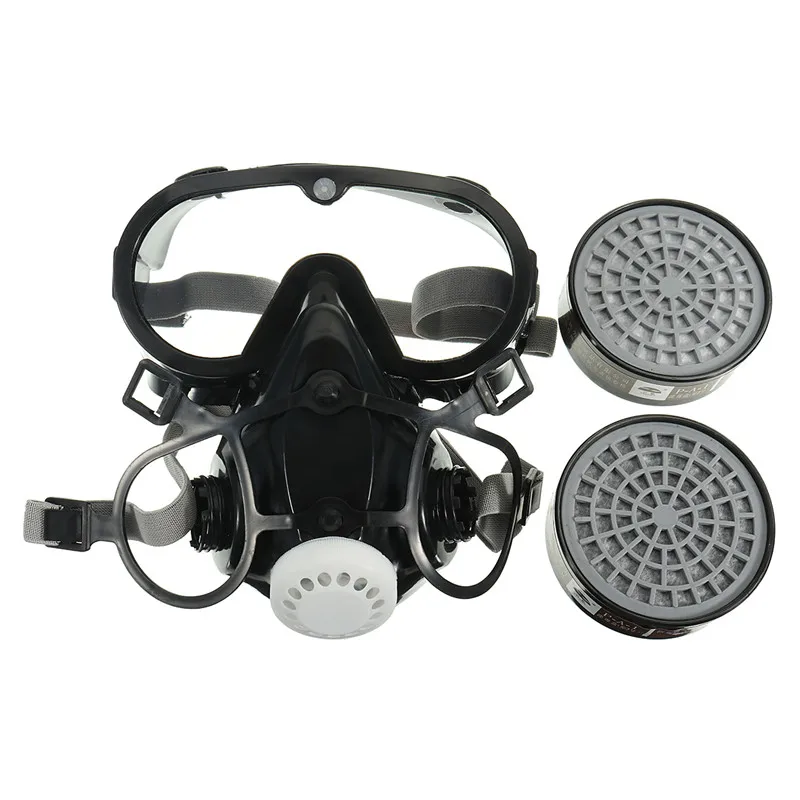 Respirator Gas Mask Safety Chemical Anti-Dust Filter Military Eye Goggle Set Workplace Safety Prote