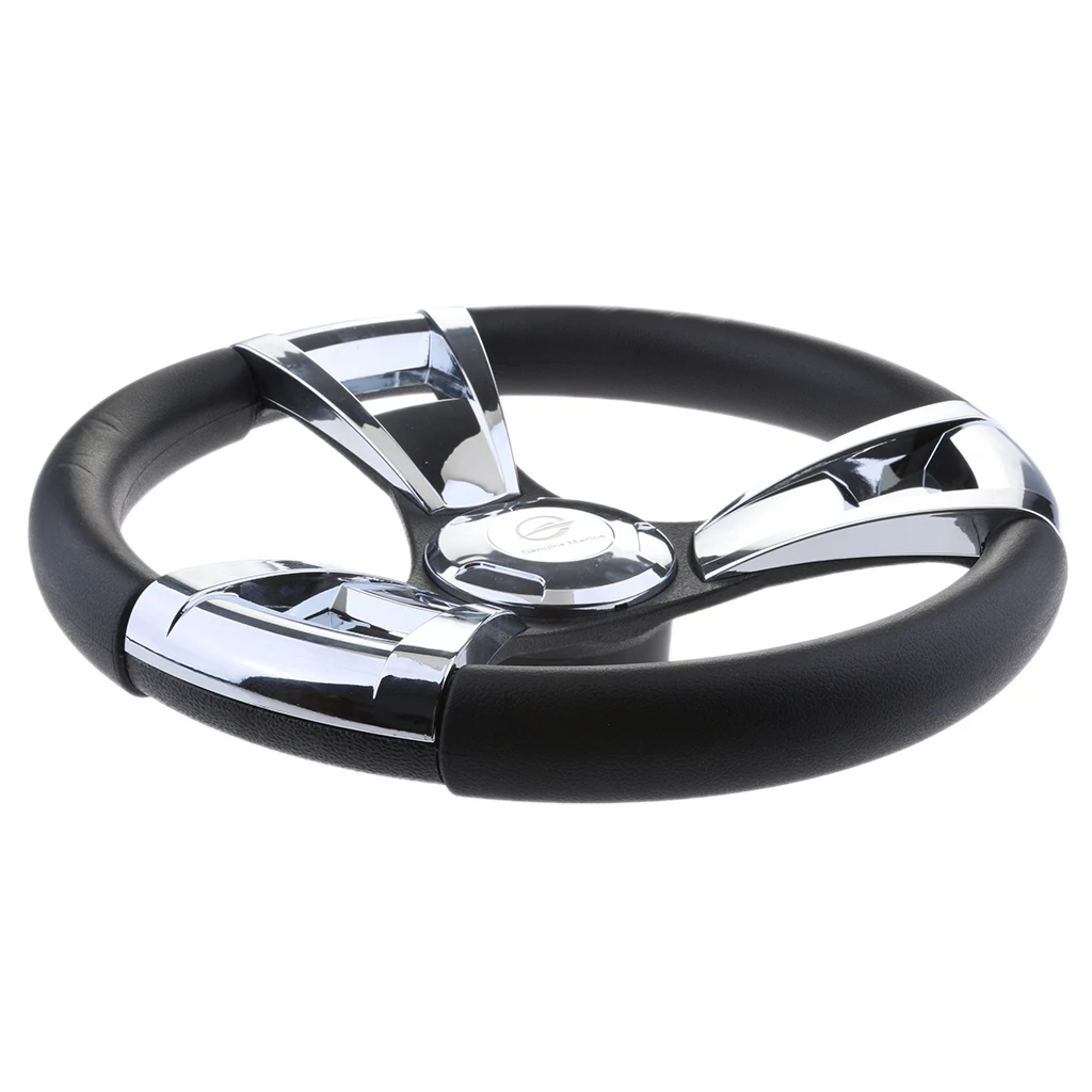 350mm Boat Steering Wheel Polished 3 Spoke boats with 3/4 Inch Shaft Marine Propeller fit for Marine Boats Vessels Yacht