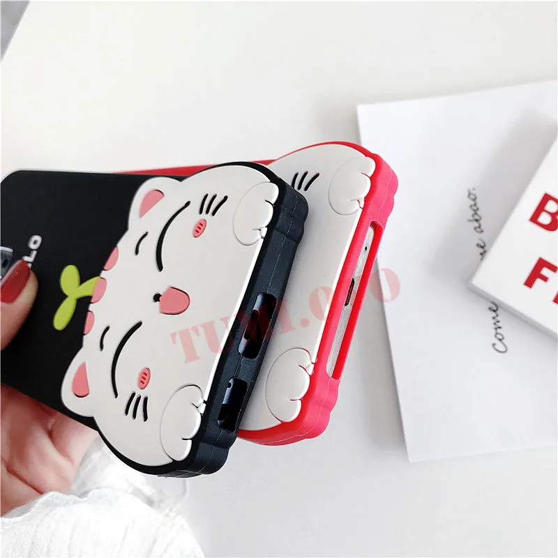 Модный силиконовый чехол с объемным рисунком Hello Cat для Samsung Galaxy S8 S9 Plus S7 Edge S6 J5 J7 2016