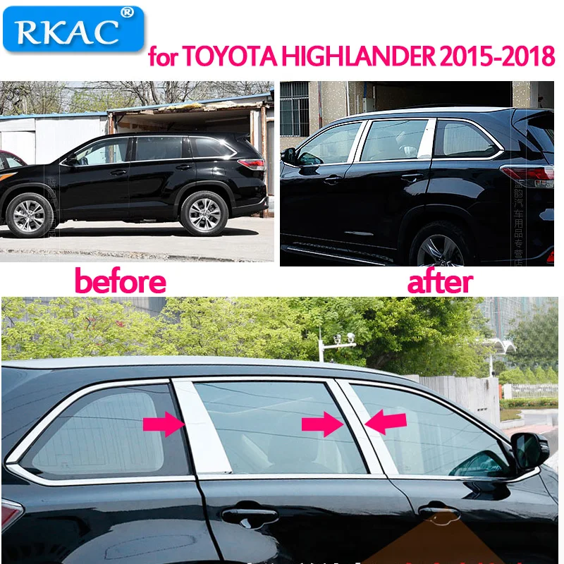Наклейка RKAC для TOYOTA HIGHLANDER 2015 2018 из нержавеющей стали|Наклейки на автомобиль| |