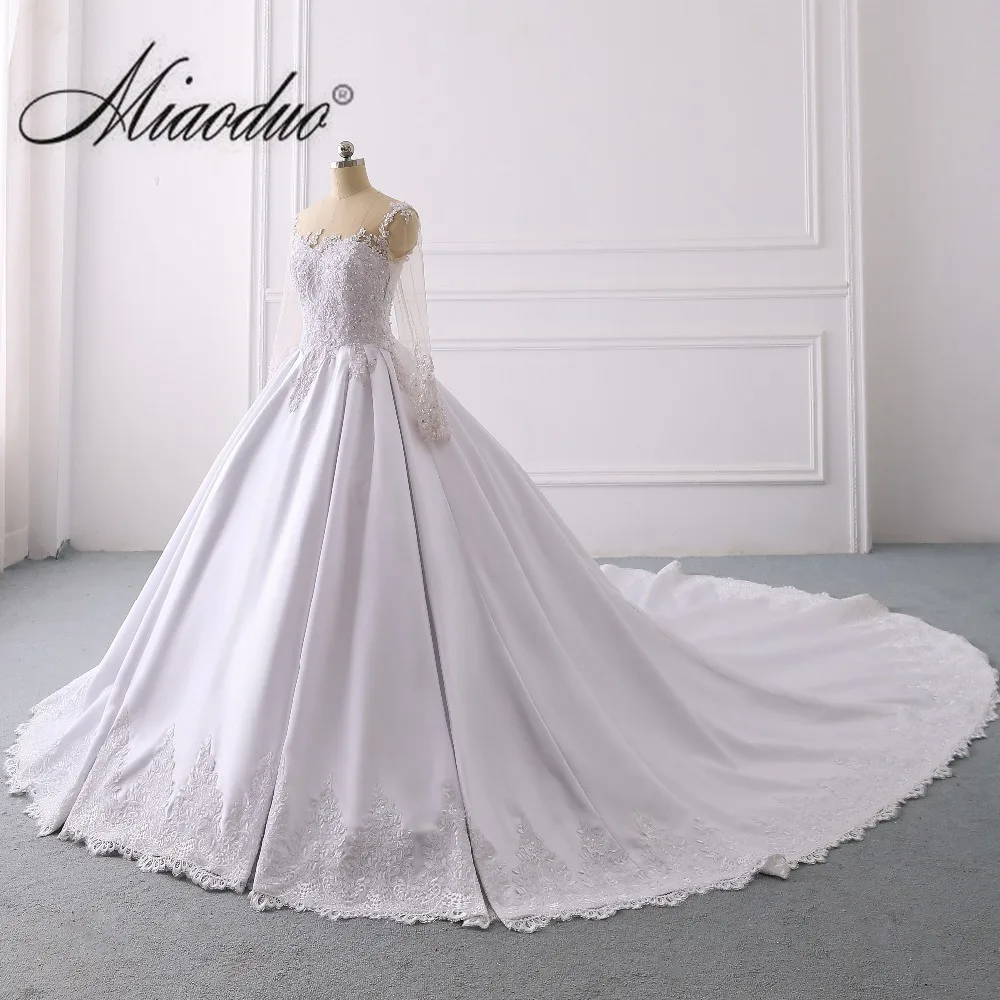 Свадебное платье es, винтажное свадебное платье А-силуэта, свадебное платье с длинным рукавом, сексуальное Белое свадебное платье с круглым вырезом, Vestido Noiva
