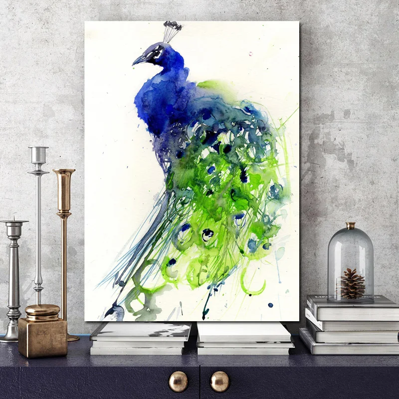 

Watercolor Animal Print Peacock Canvas Painting Prints Bedroom Home Decoration Artwork Modern Wall Art Painting Posters Pictures