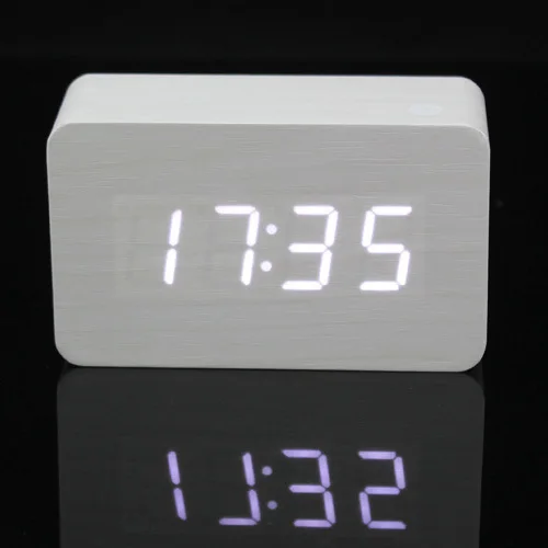 White Led Night Light Wood Digital Wooden Alarm Clock White Led Night Light Wood Digital Wooden Alarm Clock Temperature Thermometer Voice Activated Free Delivery