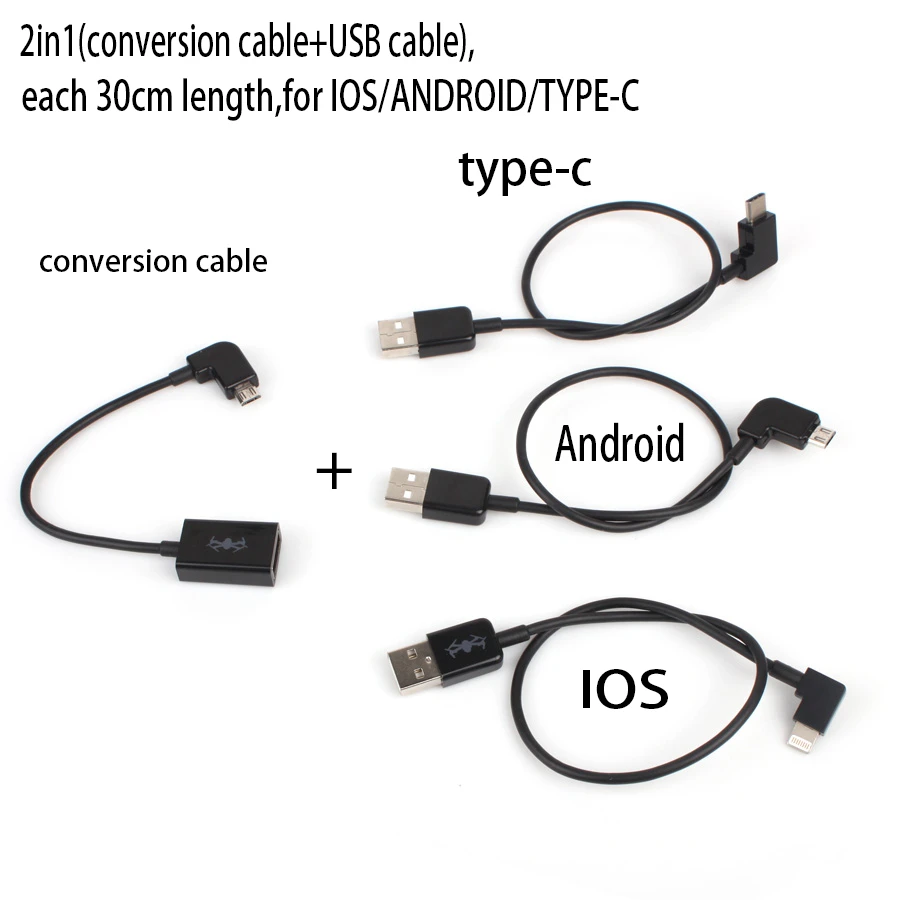 USB to Type-C Android iphone Cable for DJI Spark Mavic Pro Remote Controller 