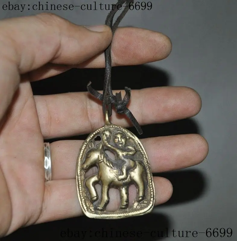 

Tibet bronze Buddhism carving God horse statue Amulet Pendant