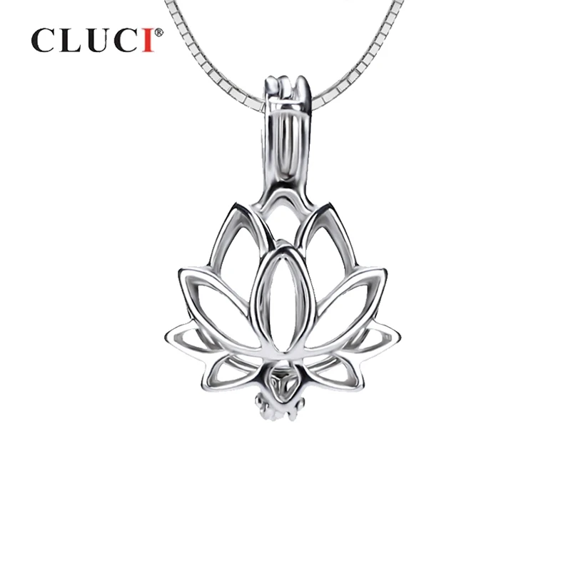 Cluci 925 Sterling Silver Lotus Flower Pendant Jewelry For Women Necklace Making Femme Pearl Locket huismerk kopen in de aanbieding Cluci 925 Sterling Silver Lotus Flower Pendant Jewelry For Women Necklace Making Femme Pearl Locket huismerk kopen in de aanbieding