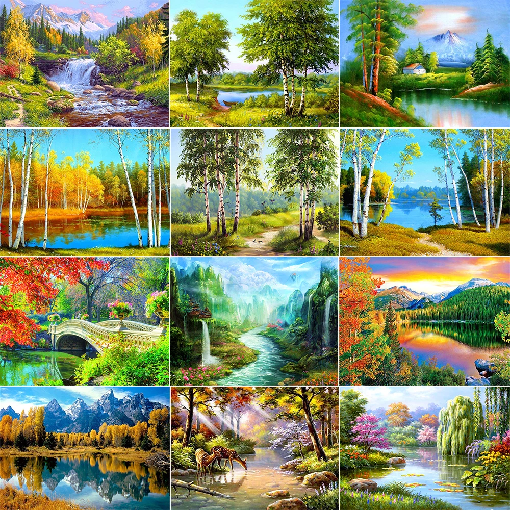 

AZQSD Diamond Embroidery Landscape Handmade Gift Diamond Painting Cross Stitch Full Square Scenic Wall Decor 5D DIY BB10425