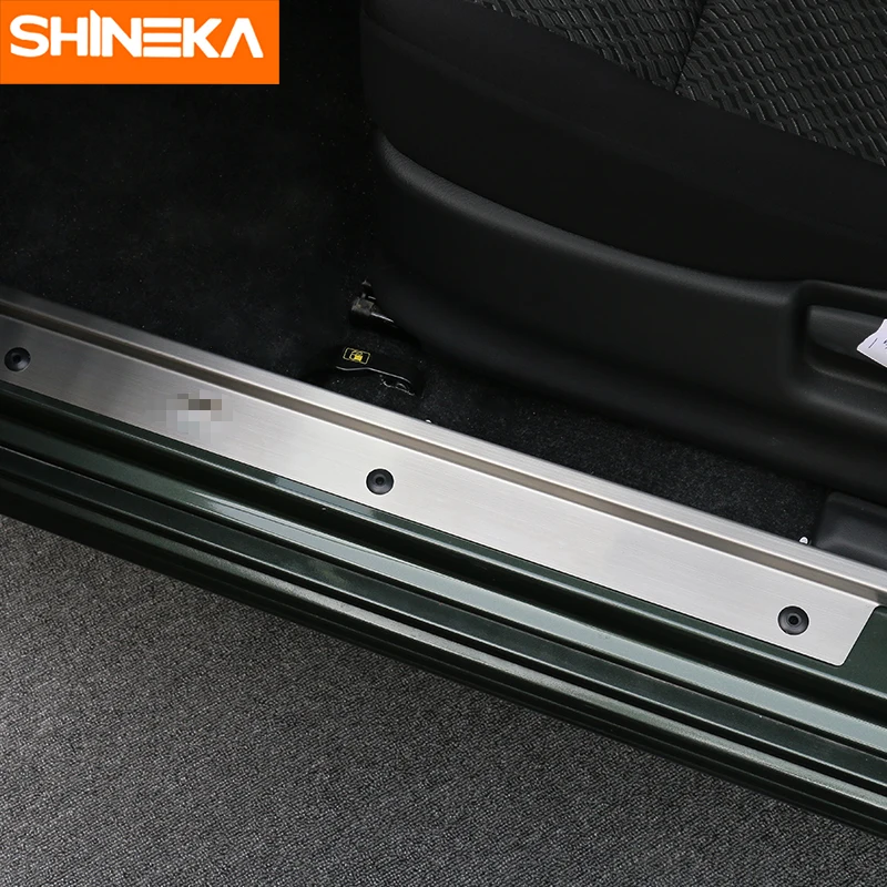 SHINEKA из нержавеющей стали Накладка на порог внутри пластина защитная решетка наклейка в виде полосы для Suzuki Jimny 2007+ автомобильные аксессуары